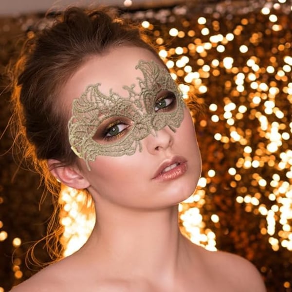 Lady of Luck spetsmask, venetiansk maskerad Sexig spets guldbollmask Halloweenfest, en present till min