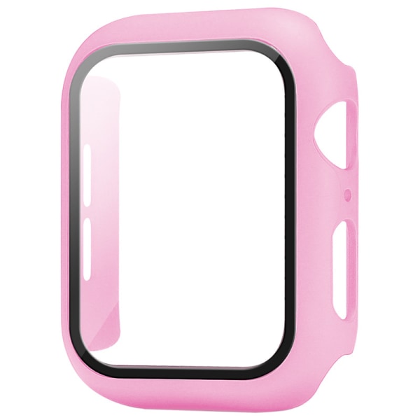 （Rosa） Deksel kompatibel med Apple Watch 44MM, 2-i-1 beskyttelse PC-herdedeksel og HD Tempered Gla
