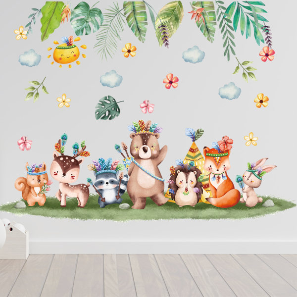 Jungle Dyr Wall Stickers Giraf Elefant Munk