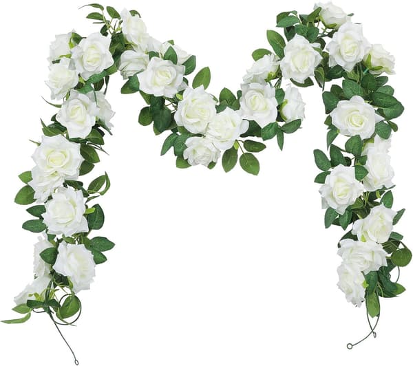 3-pakning kunstige hvite silkeblomsterroser