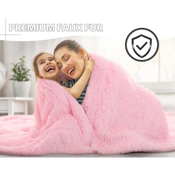 Ljusrosa Pläd, Mjuk Shaggy Fuzzy Sherpa Söt Babyrosa Pläd Mysig Fluffig Konstgjord Päls Plädar för Säng Soffa