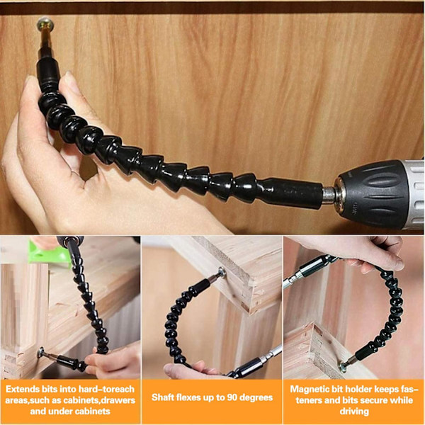 1 st Flexibelt Förlängningsborr, Flexibelt Borrbitsskaft, Sexkantigt Mjukt Skaft, Flexibelt Skruvmejseltillbehör, Flexibelt