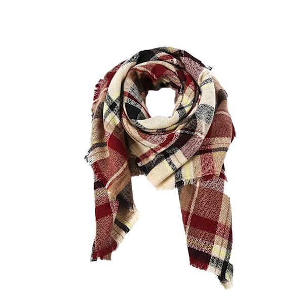 Dam Scarf Höst Vinter Rutiga Fransar Mjuk Varm Filt Sjal Dam Sjal Wraps