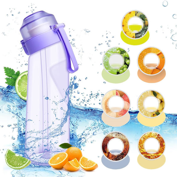 Luftvattenflaska med smakpod 650ML Smakvattenflaska Startset Fruktsmak Vatten C Purple