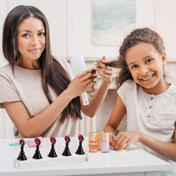 (sort og hvid farve) 2 sæt manicure neglekunst display stand, akryl negle display stand holder, forstørrelse
