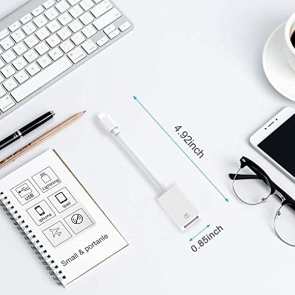 Lightning-USB-kamerasovitin iPhone/iPadille, naaras USB 3.0 OTG-kaapeliadapter tukee kameran, USB-muistitikun liittämistä