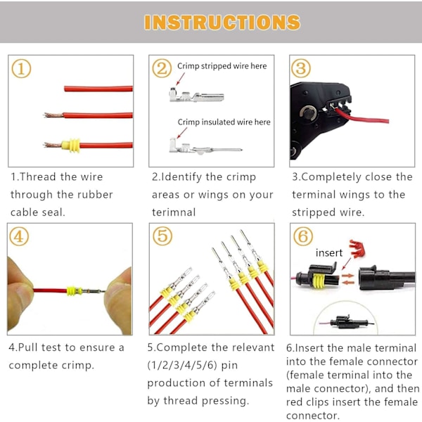 10 kit 2-stifts vattentät bil elektrisk kontakt, bil vattentät kontakt, dammtät, isolerad och havs