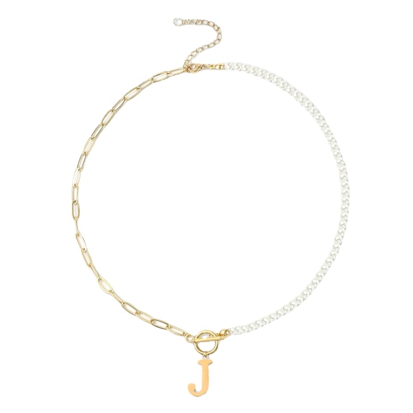 Guld Initial Perlekæde til Kvinder 14K Guldbelagt Papirclipskæde Halskæde Choker Toggle Spænde Halskæde Fin
