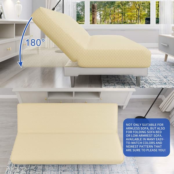 Lyse beige stretch sofaovertrekk 3-seters armløst sofaovertrekk, Adj