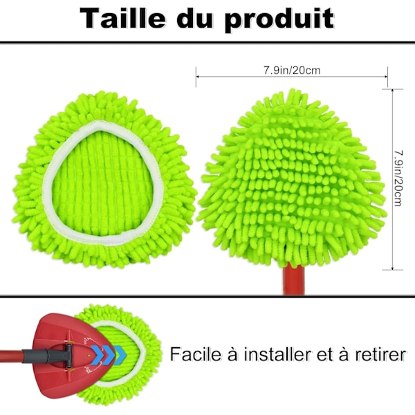 4 kpl Mikrokuitu Moppi Täyttöpäitä, Uudelleenkäytettävät Moppityynyt Yhteensopiva Vileda Turbo 2 in 1 EasyWring&Clean Spin Mopin kanssa, Pestävät Vaihtoliinat