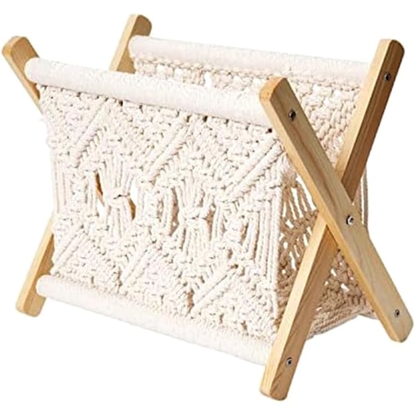 stk Boho Vævet Reb Avis Rack Magasin Kurve med Reb Stof Holdbart Magasin Rack Opbevaring Let at Installere og Bruge