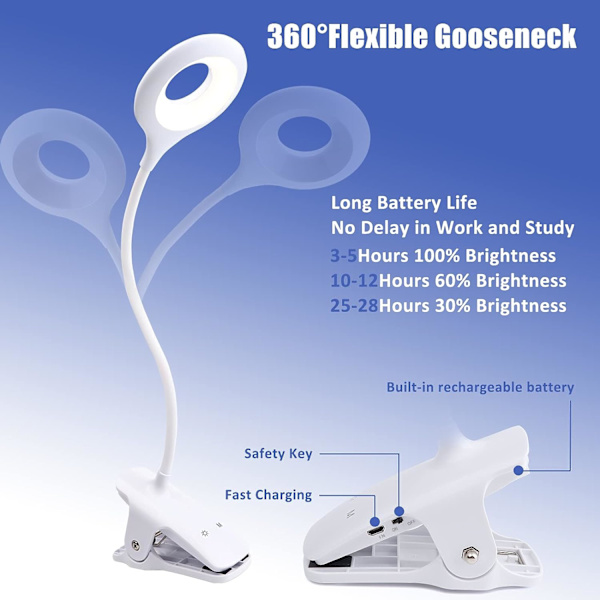 Trådløs genopladelig LED-bordlampe, 3 farver og 3 dæmpbare, Tou
