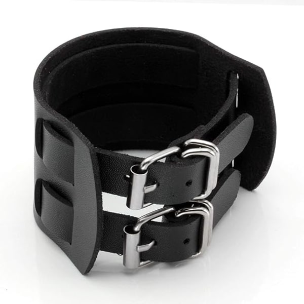 Svart Läder Punk Rock Armband Set för Män Kvinnor Nitar Armband Män