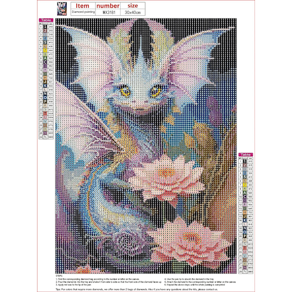 5D Diamantmålning 30x40cm Drake G