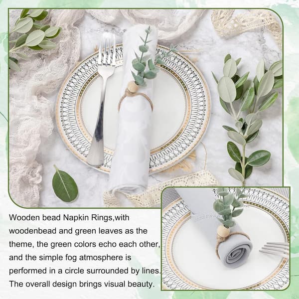 Servettringar Set om 12 Bondgårds Servettringar Eukalyptus Servettringar Trä Servettringar Vår Rustika Gröna Blad Servettringar för Thanksgiving Påsk