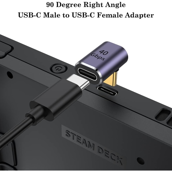 90 asteen USB C -sovitin (2 pakkaus), USB C uros - USB C naaras Right Angle Co