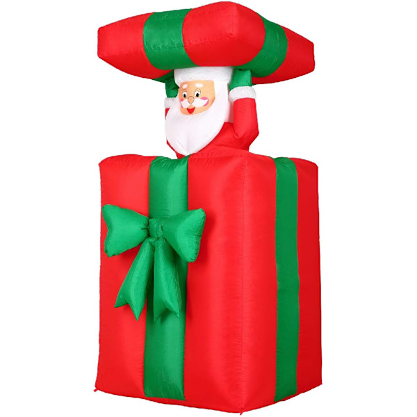 Uppblåsbar jultomte presentpaket 152cm LED-belysning jul
