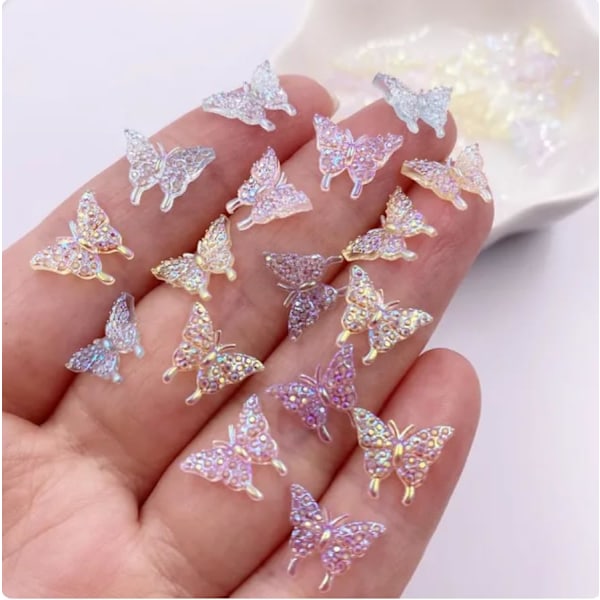1 Ask med 6 Färger Söta Kawaii 3D Nagelberlocker Harts Akryl Nagelstenar Strass Aurora Glitterberlocker för Nagelkonst DIY