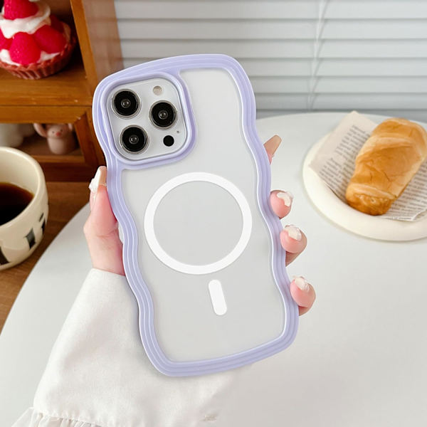 Magnetisk Klar Hylster til iPhone 13/13 Pro/13 Pro Max Kompatibel med MagSafe, Lilla Sød T iPhone 13 Pro