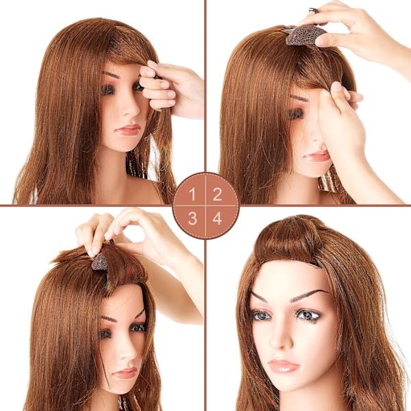 Fluffy hårpude usynlig fluffy hårpude svamp clip front hår base kam bolle conca 4 piece brown
