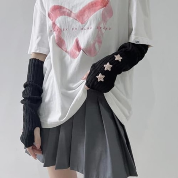 Söta Y2K Stjärnarmvärmare Kawaii Halvfinger Söta Accessoarer för Tonårsflicka Handske Gyaru Harajuku Armhylsa