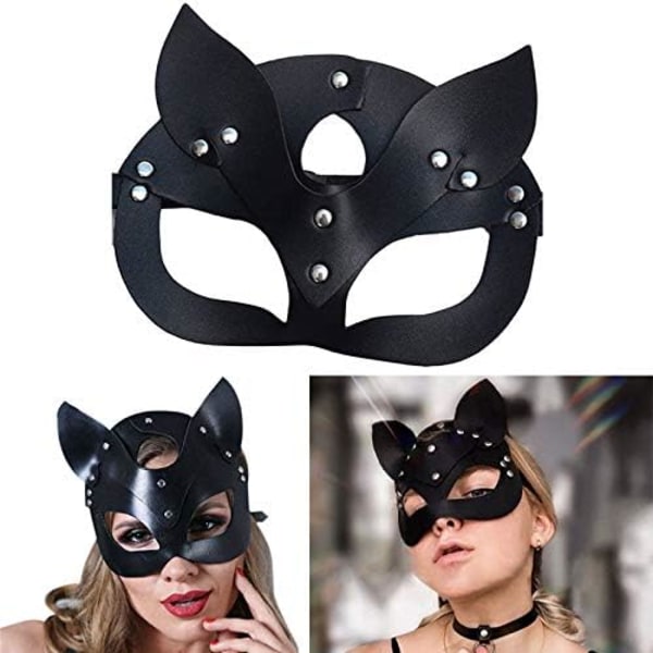 Cosplay-mask för Halloween-fest, dansfest, sexig damhalvmask i läder