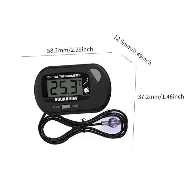 (3 STK) Digital LCD Akvarie Termometer med Sugekopper og Vanntett Probe for Akvarium Fisketank