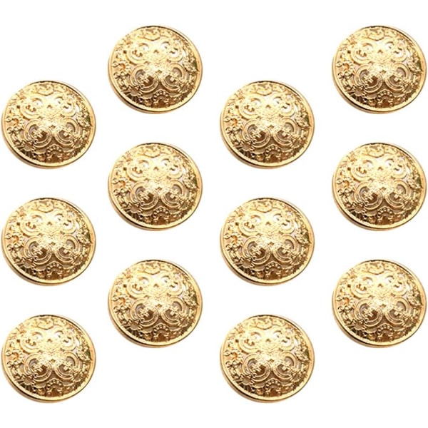 30 stk Runde Metall Hule Knapper Jakke Knapper Flat Knapper Bukser Knapper Sy Knapper (Lys Gull)