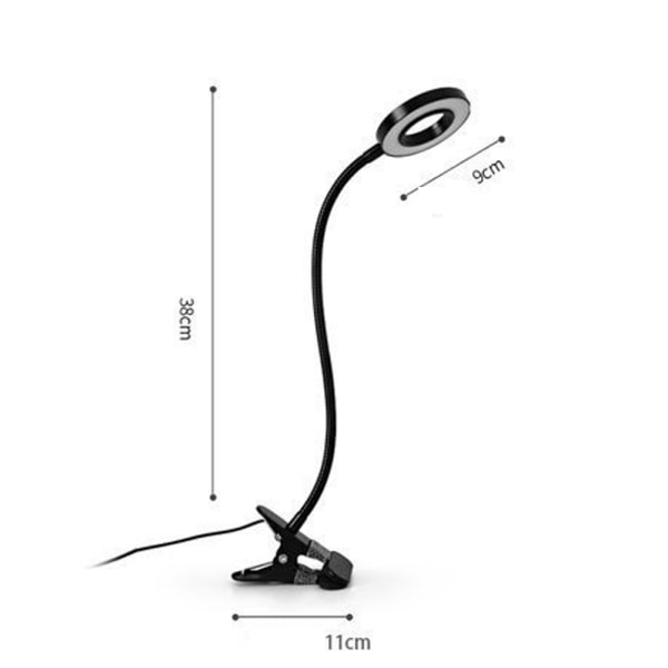 48 LED Clip-on skrivebordslampe 360° fleksibel clip-on læselampe 3 lysstyrker