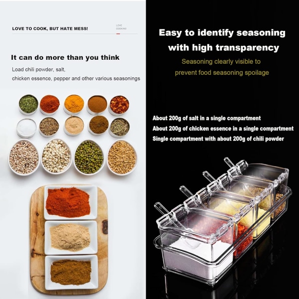 Kryddbox set 1 st transparenta flaskor salt kryddburk, kryddburkar kök kryddbehållare Sto