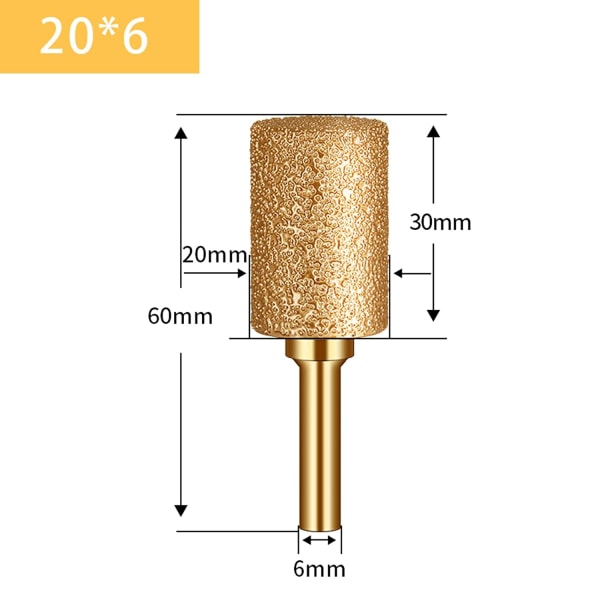 Diamond Grinding Head Router Bits - 6mm Shank Cylindrical Metal Router Bits Trim Burrs Carving Tools