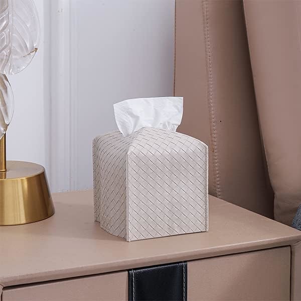 Vævæskeskrin Cover i PU Læder, Firkantet Ansigtsvævæskeskrin, Vævæskeskrin Organizer Dispenser til Badeværelse, Vanity