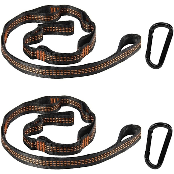 2 st Hammockband, Trädgunga Band, Hammockfäste för Camping, Hammockgunga eller Hängande Säte (3m med 2 Karabiner)