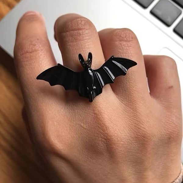 Justerbare Ringe til Kvinder Mænd Gothic Ringe til Kvinder Mænd Punk Ringe Bat Ring Hexe Ringe Bat Ringe Mørk Gothic Bat Ring
