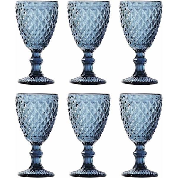 6 stk. sæt glas net konge vinglas glas vinglas vandglas lang drikkeglas - blå