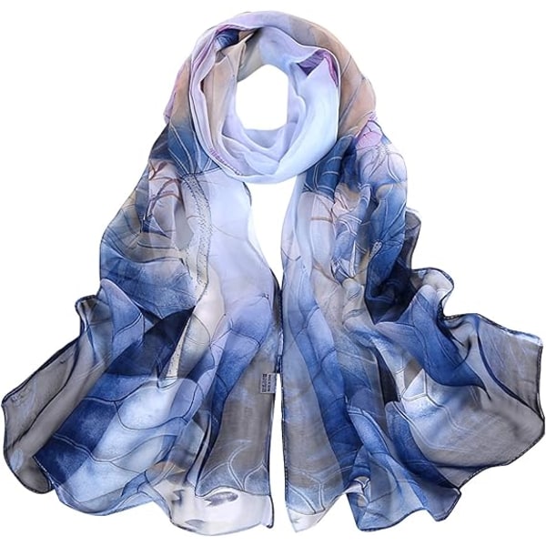 Kvinners skjerf lett trykt floral polyester silke skjerf sjal lang stjålet behagelig å holde W