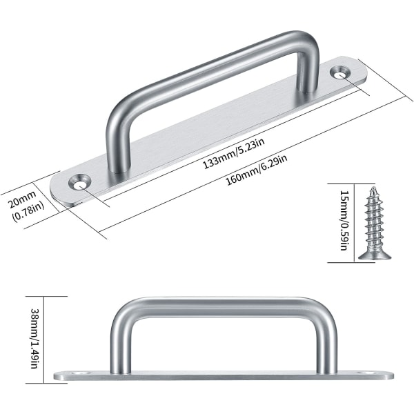 2 Pieces Sliding Barn Door Handle, Sliding Door Handle Pull with Stainless Steel Plate for Barn Door