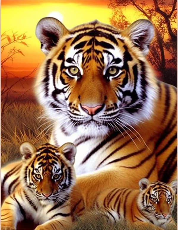 (30x40cm) 5D Diamantmaleri Tiger 27