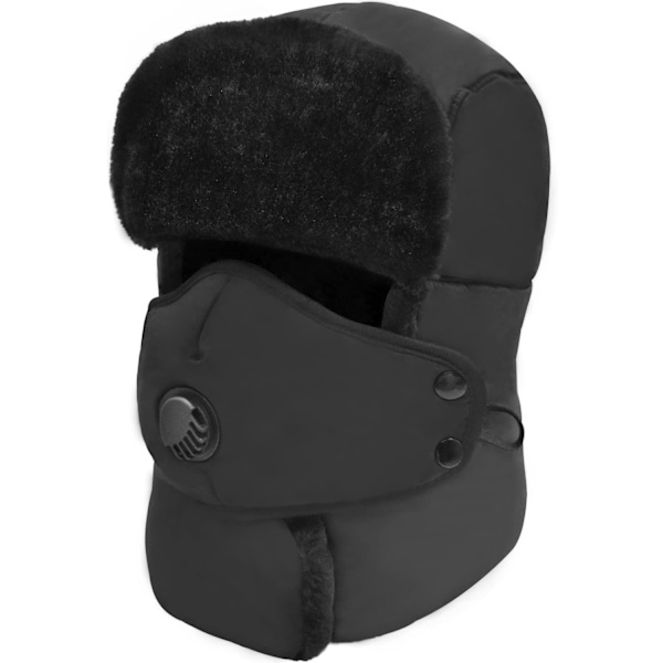Vintertrapperhatt för Män & Kvinnor, Trooper Jakt Ryssisk Pälshatt med Öronklaffar & Mask  Pilothatt för Kallt Väder