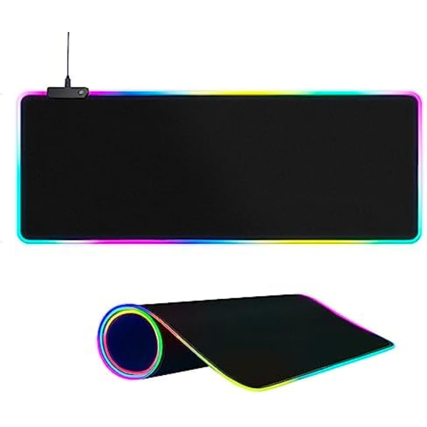 300x800 mm Stor Spelmusmatta - 15 Ljuslägen Touchkontroll Utökad Mjuk Datortangentbordsmatta Halksäker Gummibas