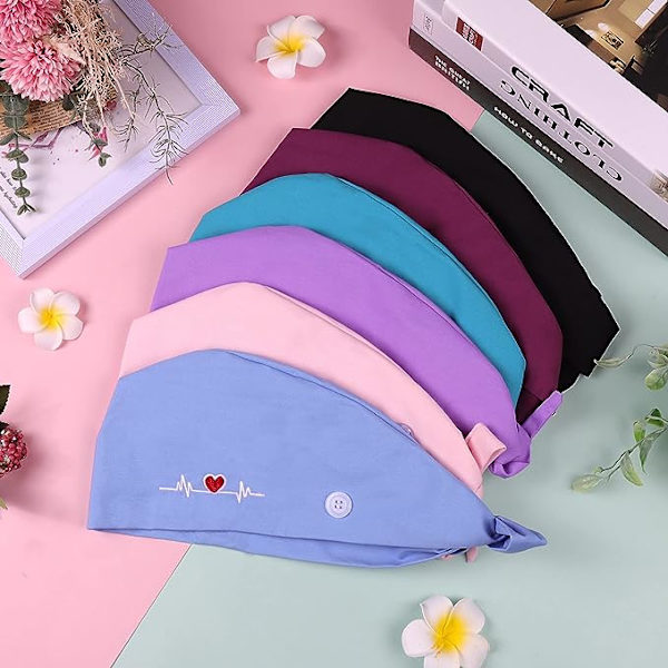 6 stk. Bouffant Scrub Cap, Åndbar Justerbar Arbejdshatte