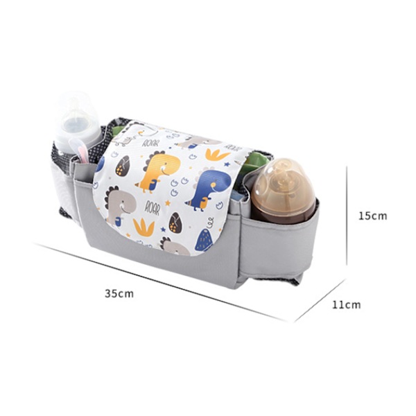 (Svart) Universal Baby Stroller Oppbevaringspose - Stor Lagringskapasitet