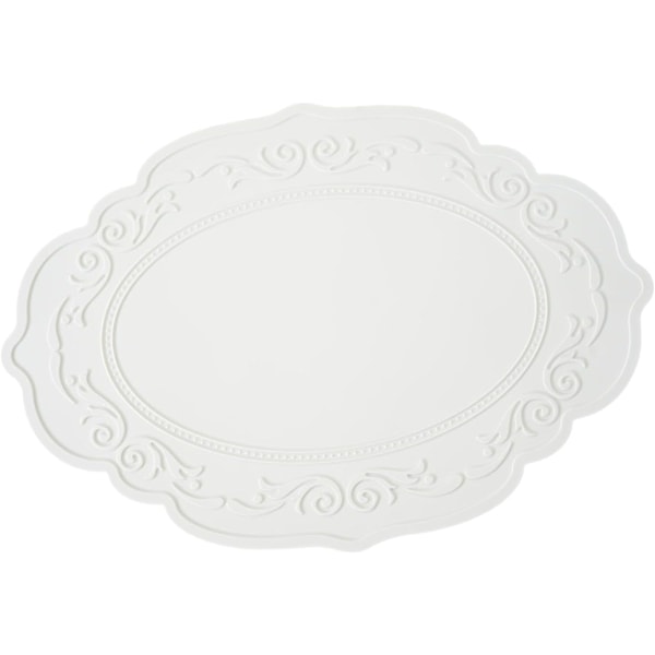 Hvit Bordbrikke, Silikon Bordbrikke, Skrivebordsmatte, Oval Dekorativ Matte, Varmebestandig Matte for Eventfest Spisebord
