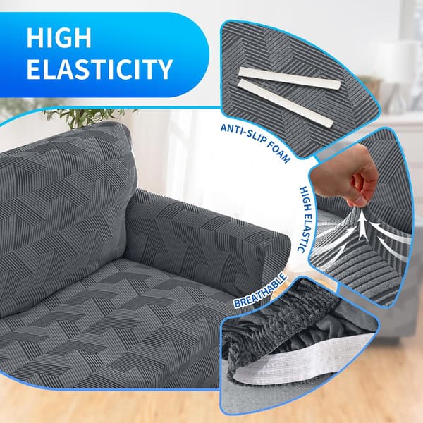 Elastisk moderne lenestoltrekk for 1 person, lysegrått - Universelt sofatrekk, sklisikkert, justerbart, tykt, flekkavvisende
