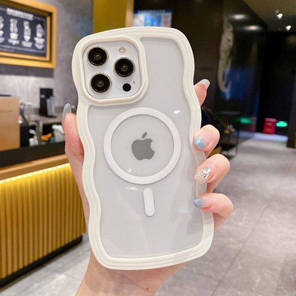Magnetiskt Transparent Skal för iPhone 15/15 Pro/15 Pro Max Kompatibelt med MagSafe, Vit Söt Tr iPhone 15 Pro Max