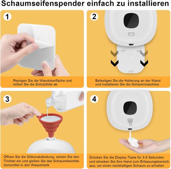 Blå Automatisk Sæbedispenser, 300ml Væghængt Berøringsfri