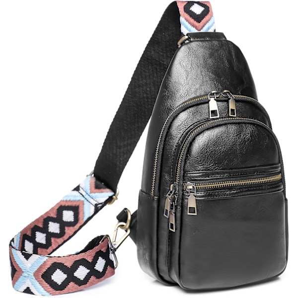 Slingväska för Kvinnor PU-Läder Slingväskor för Kvinnor Crossbody Mode Sling Ryggsäck Multifunktionell Bröstväska för Kvinnor