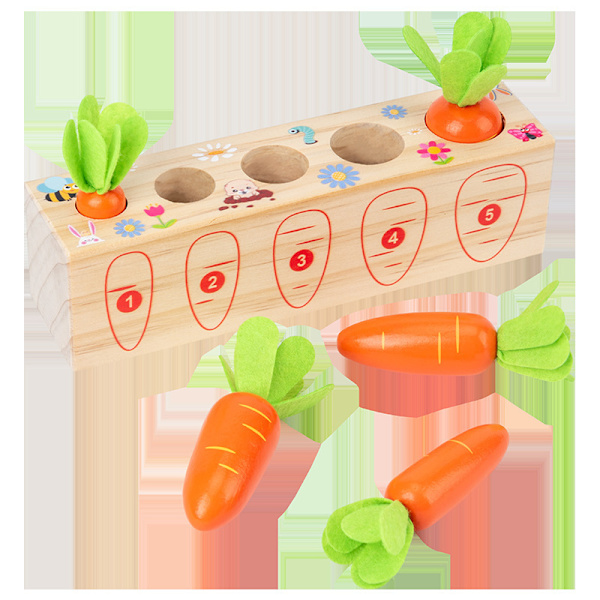Montessori STEM - Peli porkkanoilla ja puukahvalla, numerot