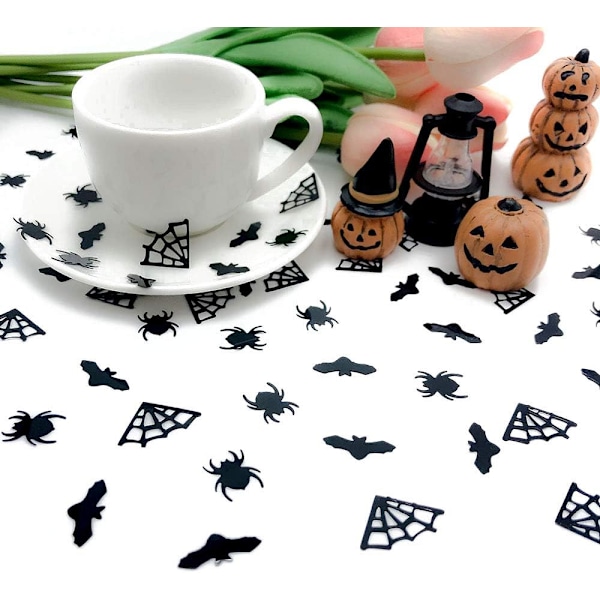 Halloween Konfetti Sort | Glitter Konfetti Drysys til Party Bordspredning Dekoration | Bat Spider Spider Webs Confe