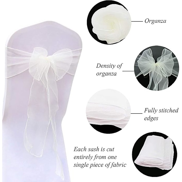 Blå dröm Blanc 50 st ORGANZA band 18 * 275 cm, stolsöverdrag